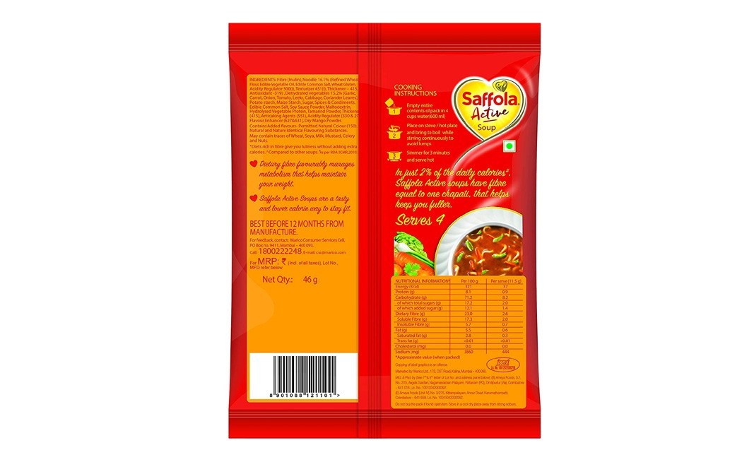 Saffola Active Simmering Manchow Soup    Pack  46 grams